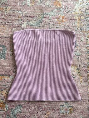 Babaton Lilac Ribbed Strapless Top